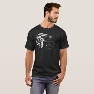 Schwarzer u. weißer Banjo-Mann - T - Shirt