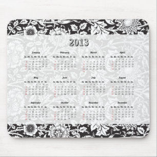 Schwarzer u. weißer BlumenMausunterlage-Kalender Mousepad