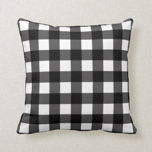 Schwarzer u. weißer Büffel-Gingham-Checkered Kissen