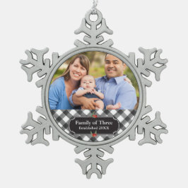 Schwarzer u. weißer Büffel-karierte Schneeflocken Zinn-Ornament