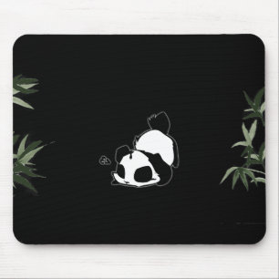 Schwarzer u. weißer chinesischer Panda - Schwarze Mousepad