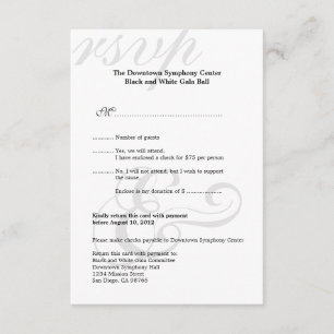 Schwarzer u. weißer Gala korporative einfache RSVP Karte