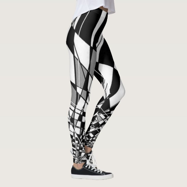 Schwarzer u. weißer Harlekin Leggings (Rechts)