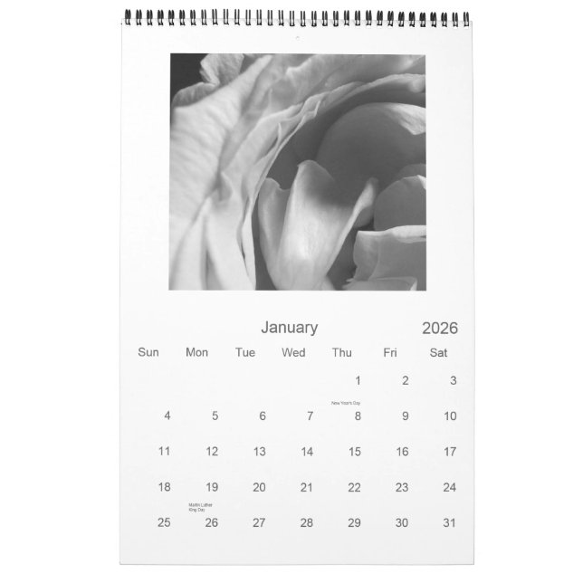 Schwarzer u. weißer Kalender der Rosen-2009 (Jan 2026)