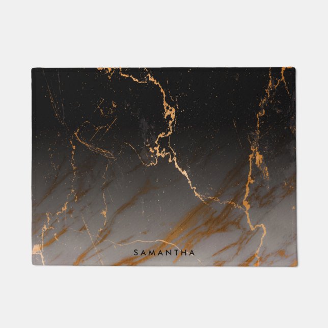 Schwarzer u. weißer Marmor Fußmatte (Vorderseite)