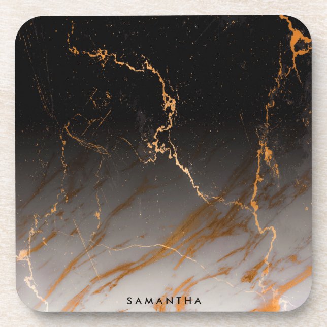 Schwarzer u. weißer Marmor Getränkeuntersetzer (Vorderseite)
