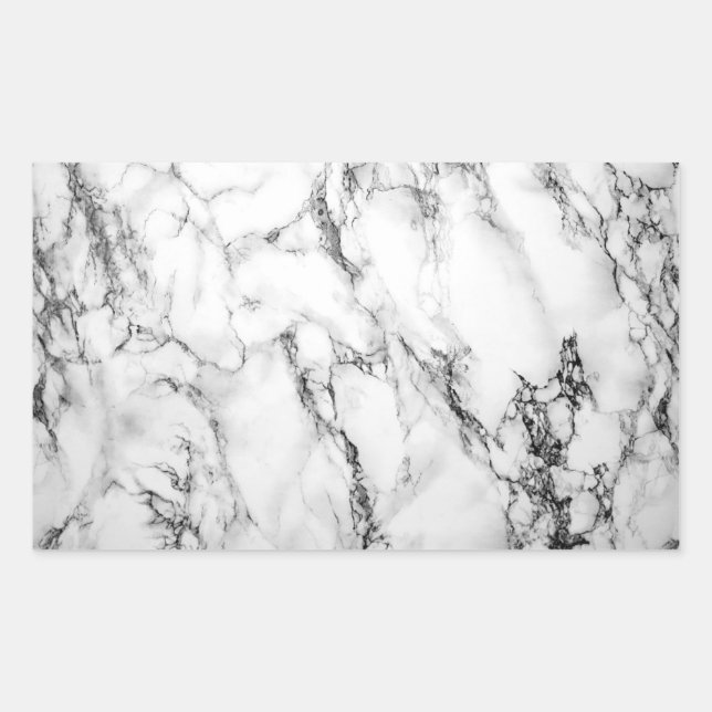 Schwarzer u. weißer Marmoraufkleber Rechteckiger Aufkleber (Vorderseite)