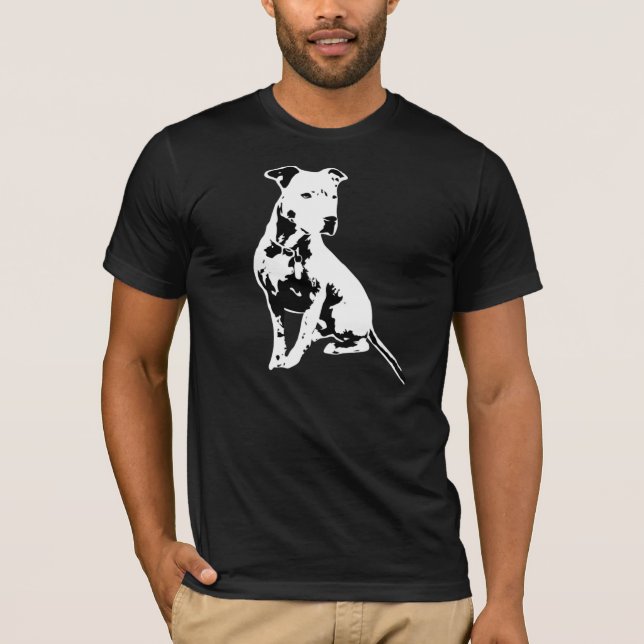 Schwarzer u. weißer Pitbull T - Shirt (Vorderseite)