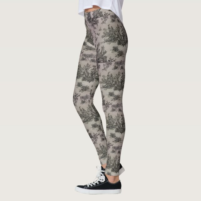 Schwarzer u. weißer Toile Druck Leggings (Links)