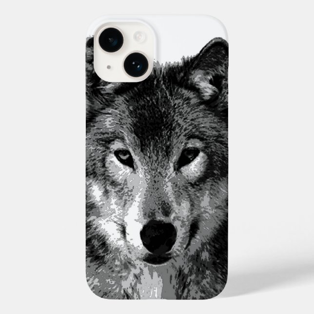 Schwarzer u. weißer Wolf-Augen Case-Mate iPhone Hülle (Rückseite)