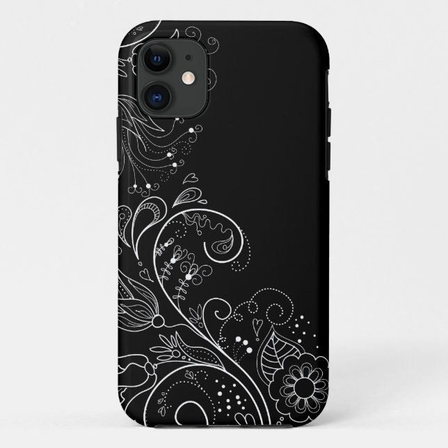 Schwarzer u. weißer wunderlicher BlumeniPhone 5 Case-Mate iPhone Hülle (Rückseite)