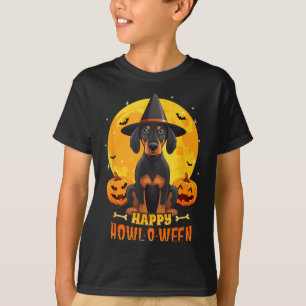 Schwarzer und Brauner Coonhound Halloween-Hund-Heu T-Shirt