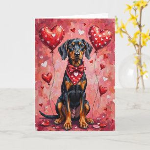 Schwarzer und Brauner Coonhound Valentinstag Hund Karte