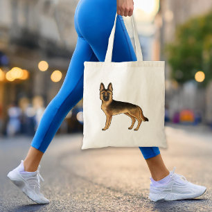 Schwarzer und brauner deutscher Schäferhund, süße Tragetasche