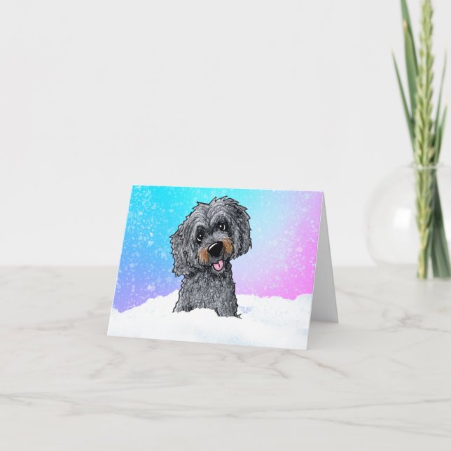 Schwarzer und brauner Goldendoodle  Karte (Vorderseite)
