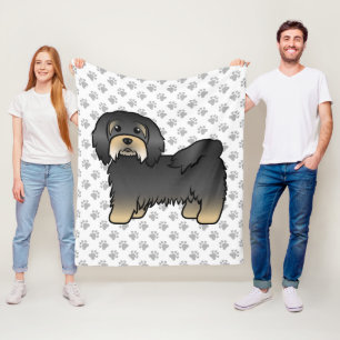 Schwarzer und brauner Havanese süßer Cartoon-Hund Fleecedecke