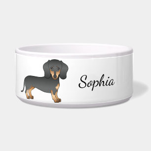 Schwarzer und brauner Kurzhaar-Dachshund süßer Hun Napf