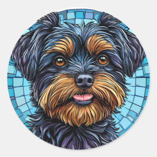Schwarzer und brauner Terrier Hund Runder Aufkleber