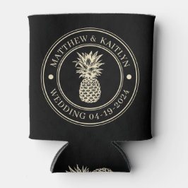 Schwarzer und cremefarbener Ananas-Hochzeitskamm m Dosenkühler