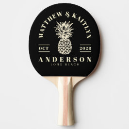 Schwarzer und cremefarbener tropischer Ananas-Hoch Tischtennis Schläger