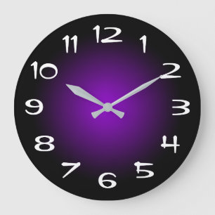 Schwarzer und dunkelvioletter radialer Farbverlauf Große Wanduhr