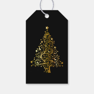 Schwarzer und Funkelnd Weihnachtsbaum Elegante Geschenkanhänger