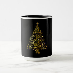 Schwarzer und Funkelnd Weihnachtsbaum Tasse