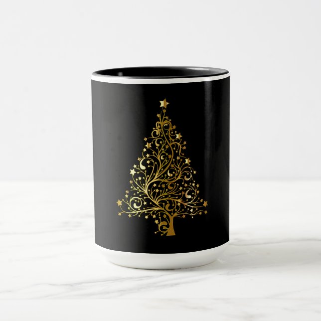 Schwarzer und Funkelnd Weihnachtsbaum Tasse (Zentrum)