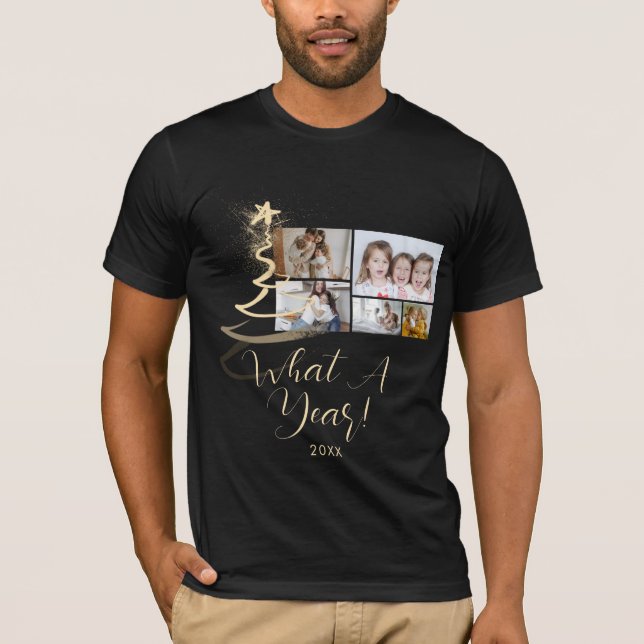 Schwarzer und glatter Glitzer Tree 5 Fotos T-Shirt (Vorderseite)