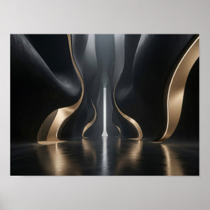 Schwarzer und goldener architektonischer Durchgang Poster