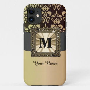 Schwarzer und goldener Damast personalisiert Case-Mate iPhone Hülle