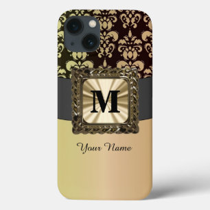 Schwarzer und goldener Damast personalisiert Case-Mate iPhone Hülle