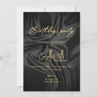 Schwarzer und goldener Geburtstag  Einladung