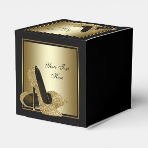 Schwarzer und goldener Glitter-High-Heel-Schuh Geschenkschachtel