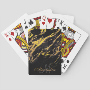 Schwarzer und goldener Granit Spielkarten