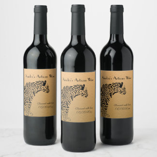 Schwarzer und goldener Jaguar Artisan Wein Weinetikett