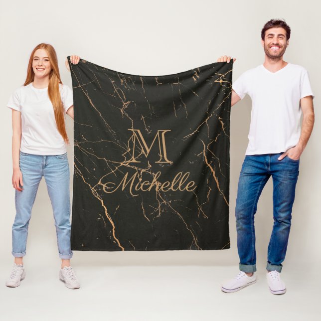 Schwarzer und goldener Marmor Fleecedecke (Beispiel)