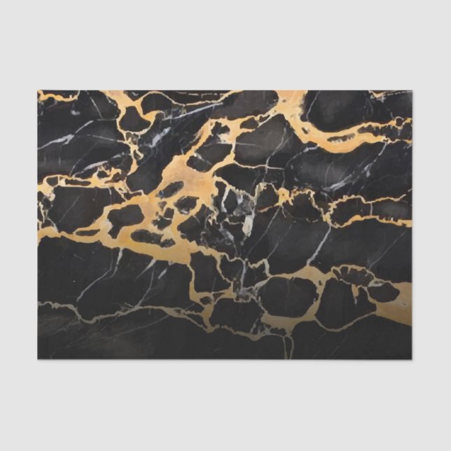 Schwarzer und goldener Marmor Seidenpapier (Vorderseite)