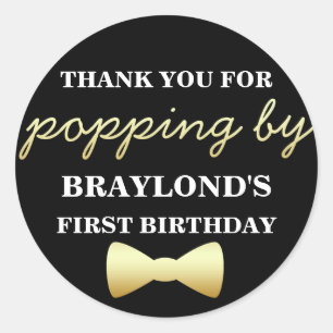 Schwarzer und goldener Popcorn-Aufkleber mit Flieg Runder Aufkleber