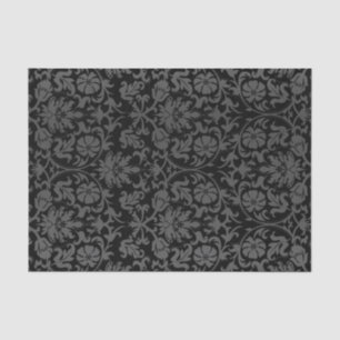 Schwarzer und grauer Floral Damask Seidenpapier