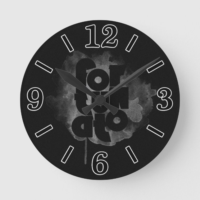 Schwarzer und grauer Fortunato Runde Wanduhr (Vorderseite)