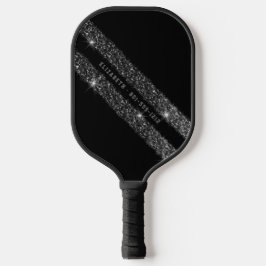Schwarzer und grauer monochromer Glitzer Sportstre Pickleball Schläger