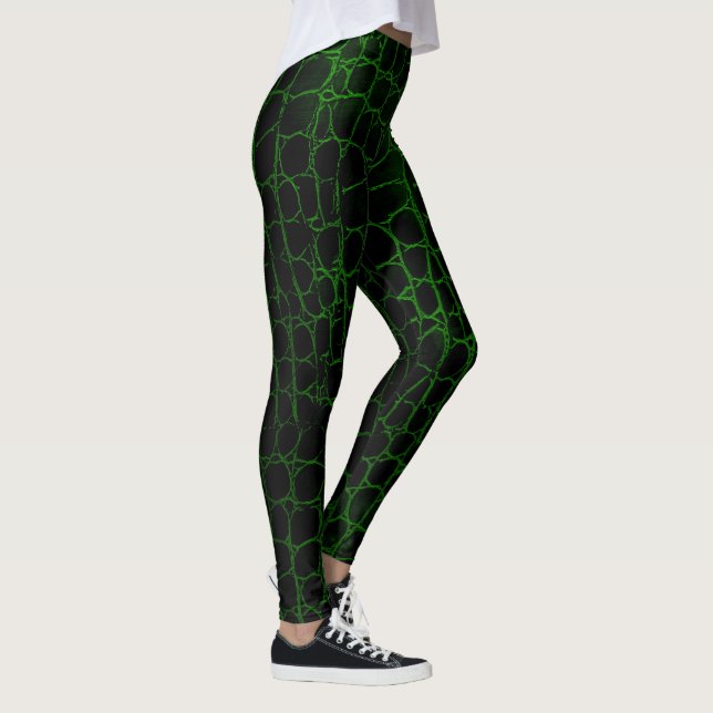 Schwarzer und grüner Alligator Leggings (Rechts)