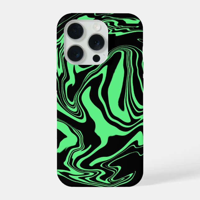 Schwarzer und grüner Marmor iPhone Hülle (Rückseite)