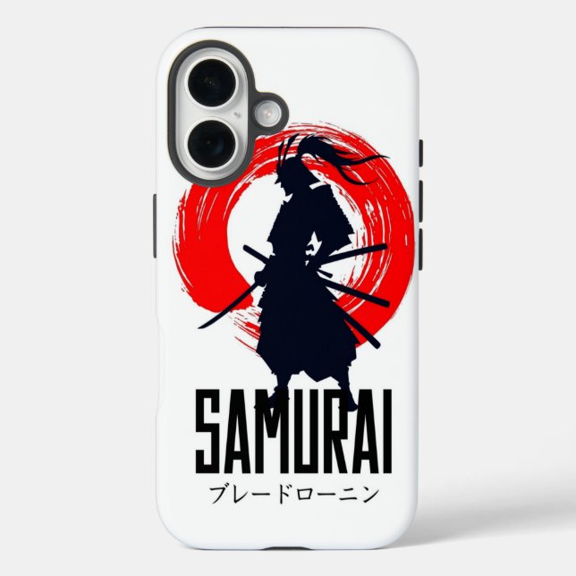 Schwarzer und grüner Samurai-Kopf – Maßgeschneider Case-Mate iPhone Hülle (Rückseite)