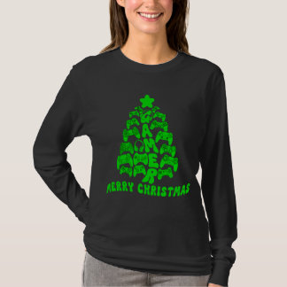 Schwarzer und grüner Weihnachtsbaum mit Controller T-Shirt
