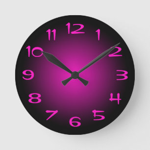 Schwarzer und heißer rosa radialer Farbverlauf Runde Wanduhr