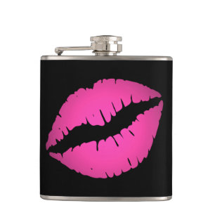 Schwarzer und hellrosa Ombre-Lippenstift-Kuss Flachmann