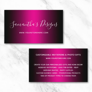 Schwarzer und Hot-Pink-Ombre-Online-Shop Visitenkarte