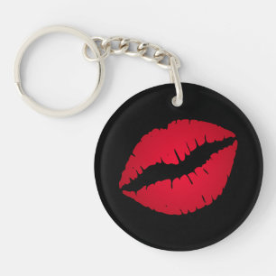 Schwarzer und hübscher roter Ombre-Lippenstift-Pou Schlüsselanhänger